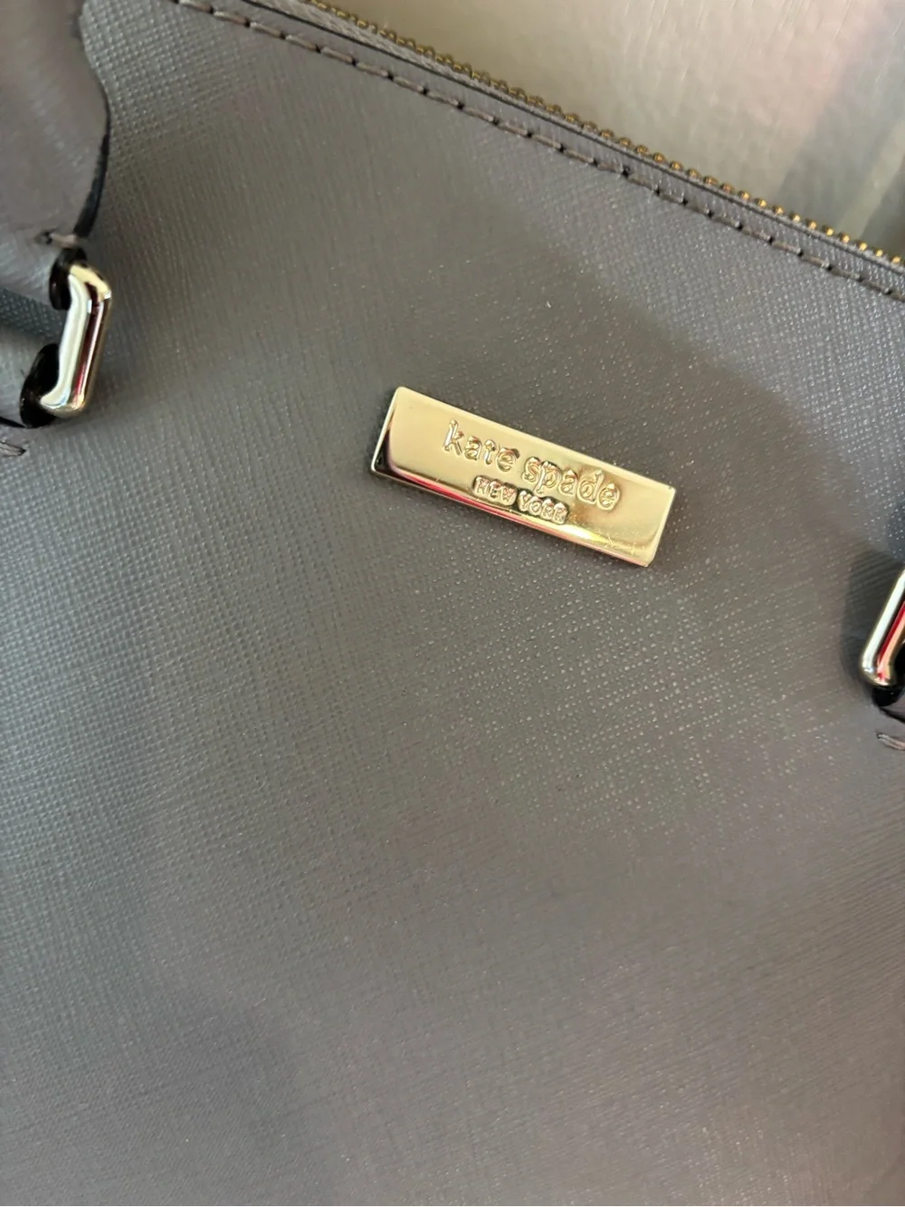 kate spade Gray Dome Satchel with Removable Strap and Gold Hardware